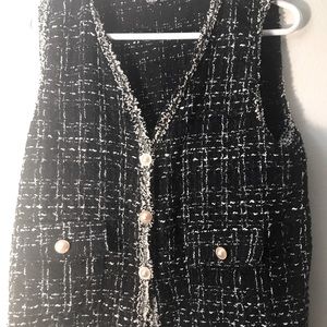 Tweed Pearls Button Vest & Shorts